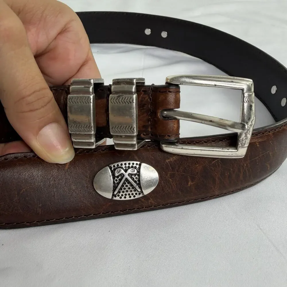 Vintage AML 3000 Men’s Brown Leather Hockey Golf Concho Waist Belt Size 34